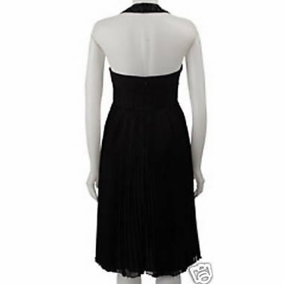 NEW JONES NY 100% SILK HALTER MIDI DRESS BLACK SIZE 8 - Picture 4 of 11